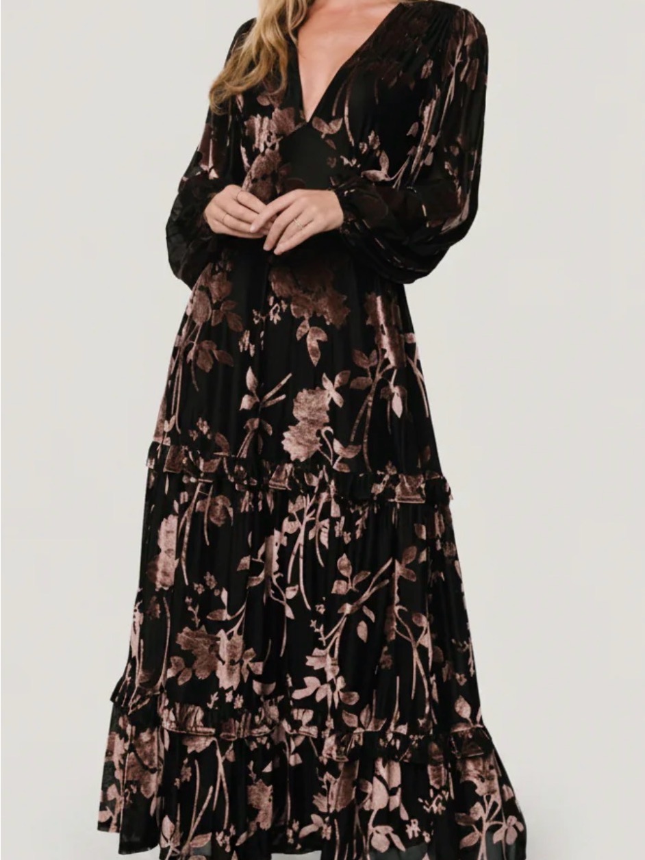 Baltic Born Liana Velvet Embossed Maxi Dress